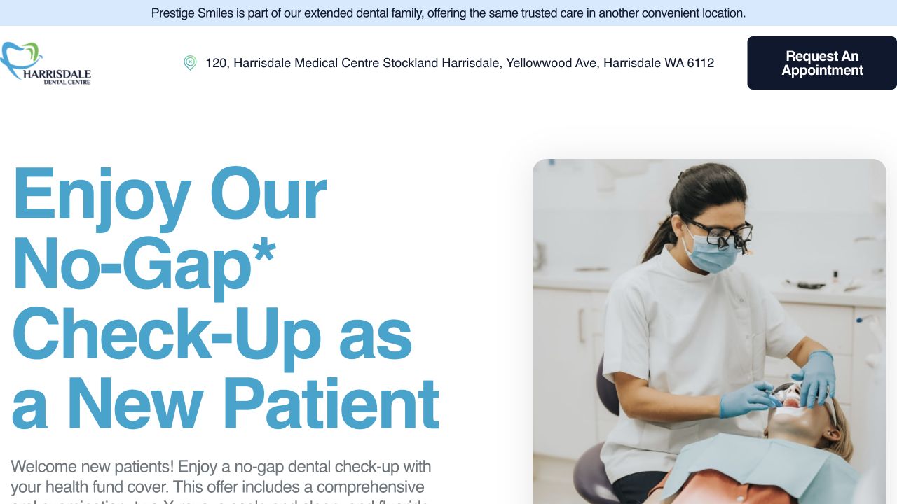 Harrisdale Dental Centre new patient landing page preview